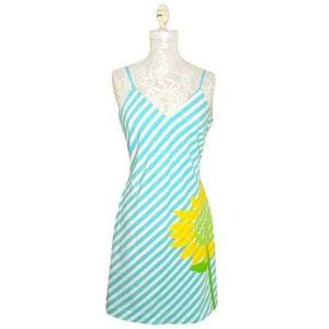 Lilly Pulitzer Aqua/White Sunflower Dress Size 4